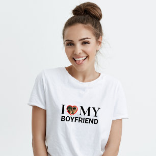 Blanc J'aime mon copain Photo Coeur T-shirt