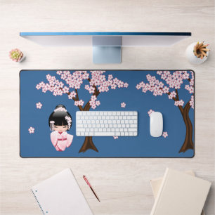 Blanc Kimono Kokeshi Doll Cute Geisha Blue