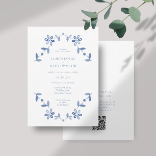 Blanc + Mariage Floral moderne bleu