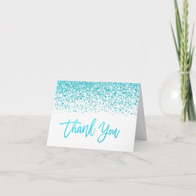 Blanc Moderne Faux Paillettes de Teal Merci (Devant)