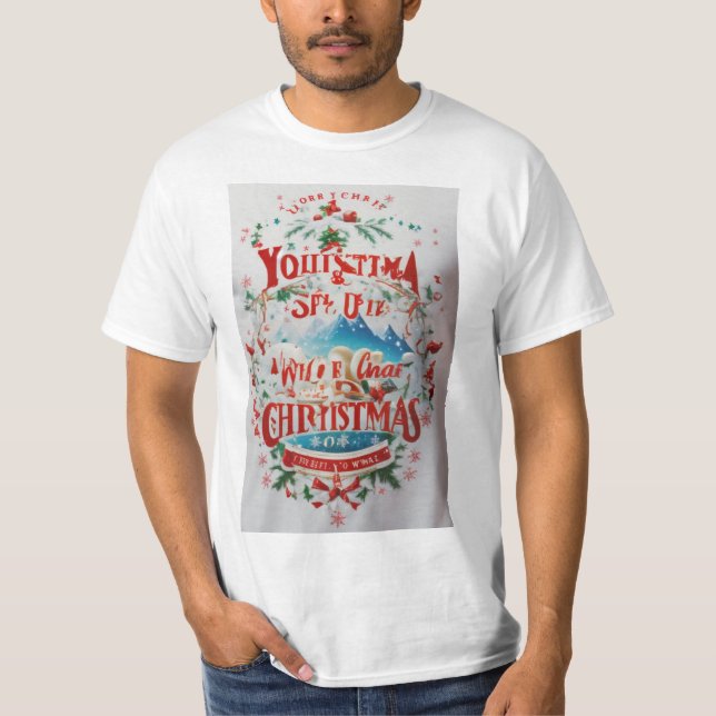 Blanc Noël 3D cinéma thème T-shirt surface (Devant)