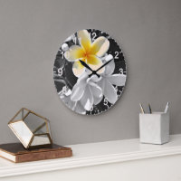 Blanc Noir Avec Une Horloge Arrondie Frangipani Ja