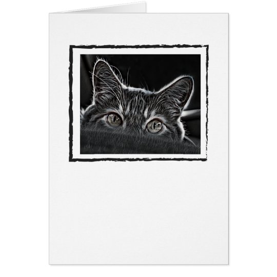 Blanc noir et blanc de carte de voeux de chat à