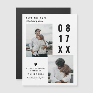 Blanc noir moderne enregistrer la date mariage 2 p
