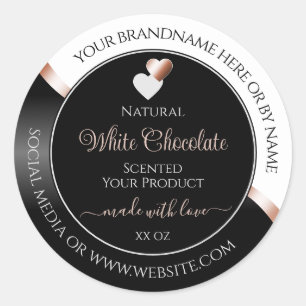 Blanc Noir Vavy Rose Gold Hearts Étiquettes de pro
