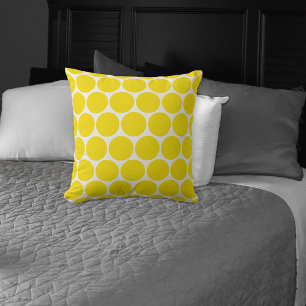 Blanc personnalisé avec Coussin Motif Pois jaune