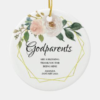 Blanc Personnalisé Godparents ornement de Noël