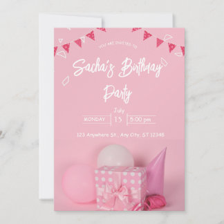 blanc rose girly mignon dorette invitation anniver