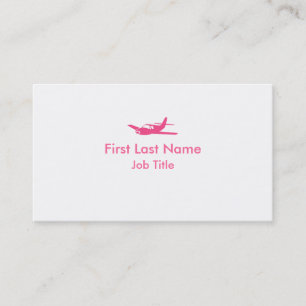 Blanc rose simple avion sur mesure cartes de visit