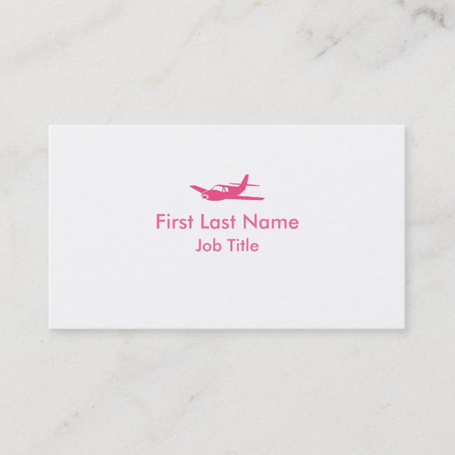 Blanc rose simple avion sur mesure cartes de visit (Devant)