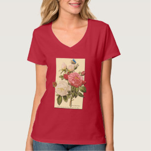 Blanc rose Vintage Roses botaniques TShirt