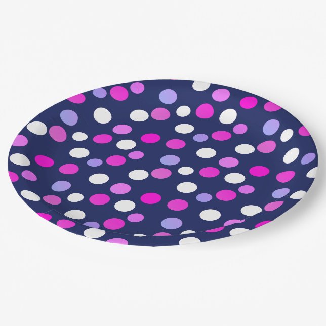 Blanc Rose Violet Bleu Cercles Balles Assiette En  (Angle)