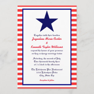 Blanc rouge et étoile bleue - Faire-part de mariag