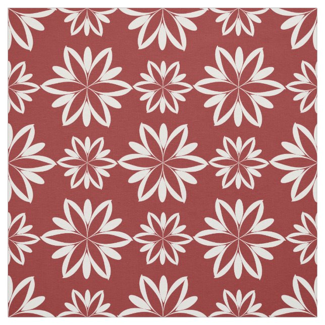 Blanc rouge Fleurs tissu à motif floral (Échantillon)