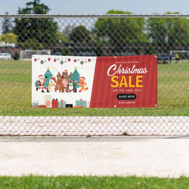 Blanc rouge Simple Vente de Noël Bannière extérieu (En situation)