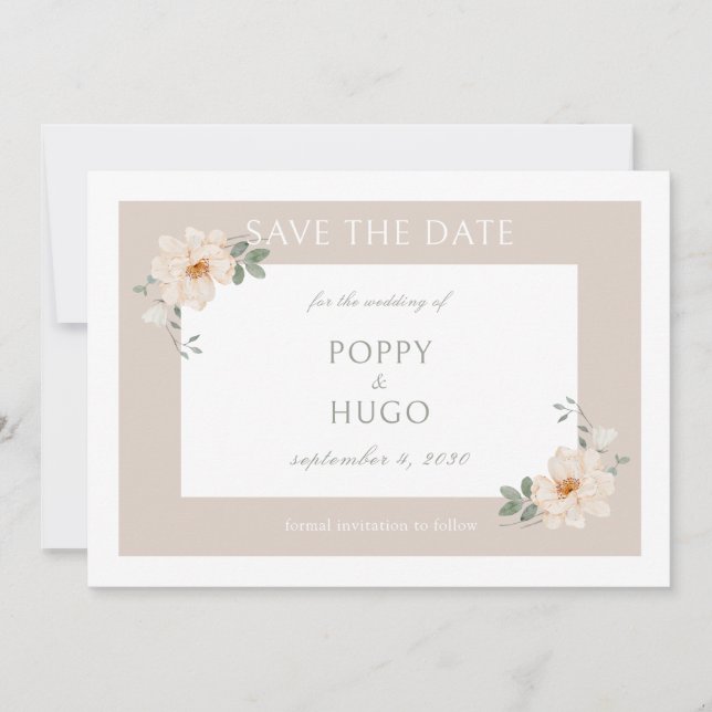 Blanc & Sable | Chic Fleurs Mariage Enregistrez la (Devant)