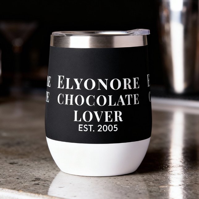 Blanc Script Personnalisé Nom Amateur de Chocolat  (Créateur téléchargé)