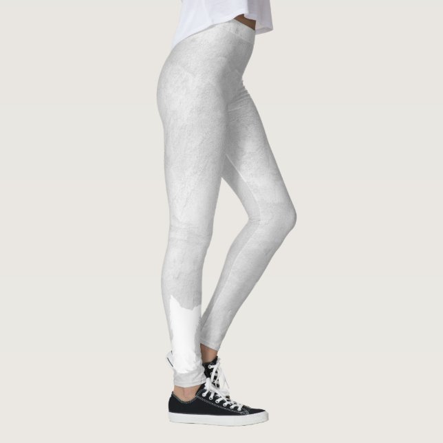 Blanc Silhouette Chien Grey Stucco Leggings (Droite)