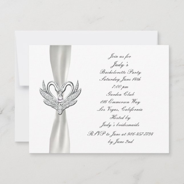  blanc Silver Swan Bachelorette Invitation (Devant)