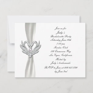 blanc Silver Swan Bachelorette Invitation
