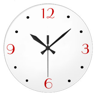 Blanc Simple avec Horloges Murales Rouges >