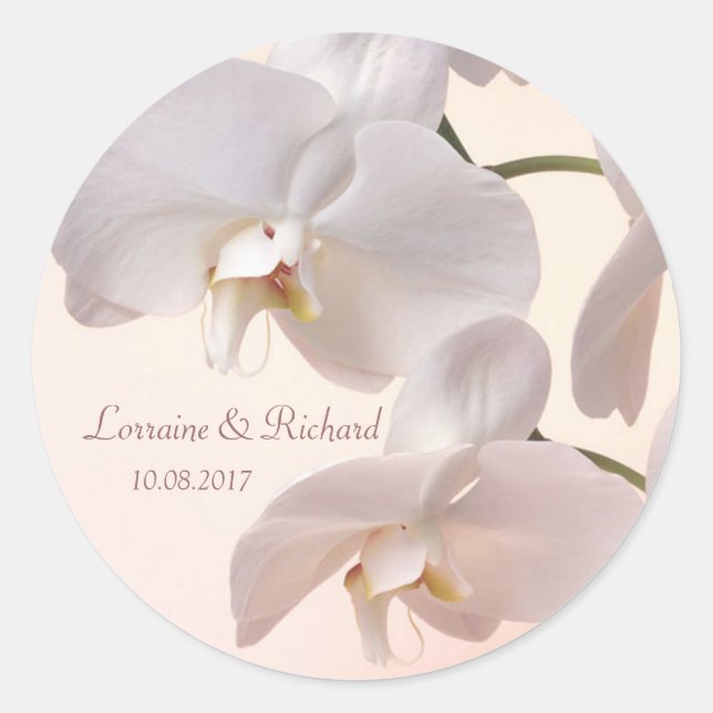 Blanc - Sticker Mariage orchidées crème (Devant)