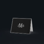 Blanc sur Carte de remerciements plié Monogramme n<br><div class="desc">Initiales monogrammées blanches classiques et simples sur carte de remerciements plié noir arrière - plan (blanc blanc à l'intérieur) Idéal pour la correspondance d'affaires.</div>