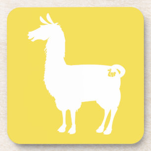 Blanc sur des dessous de verre de lama de couleur