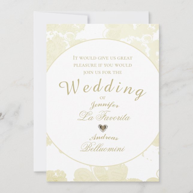 Blanc sur Faire-part de mariage floral blanc (Devant)