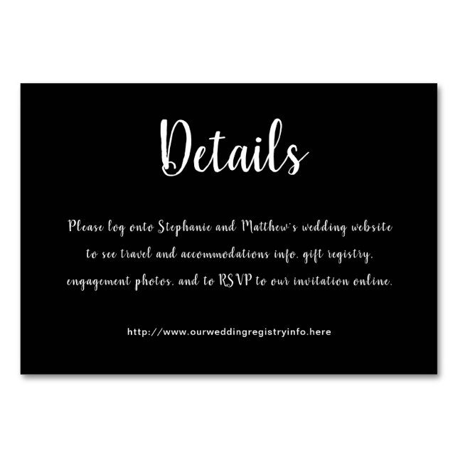 Blanc sur noir Détails Directions Cartes de boîtie (Devant)