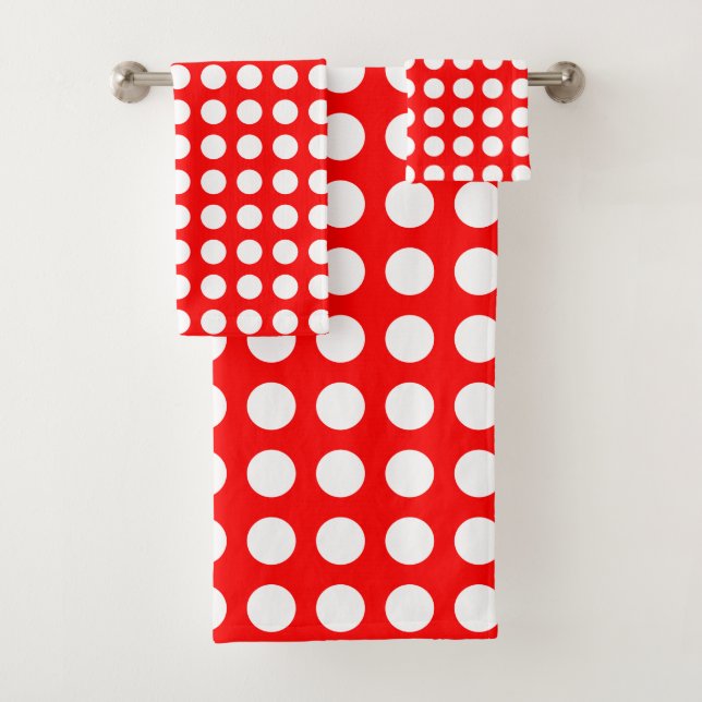 Blanc sur rouge grand format Pois horizontaux (En situation)