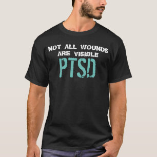 Blanc/Teal de T-shirt de PTSD