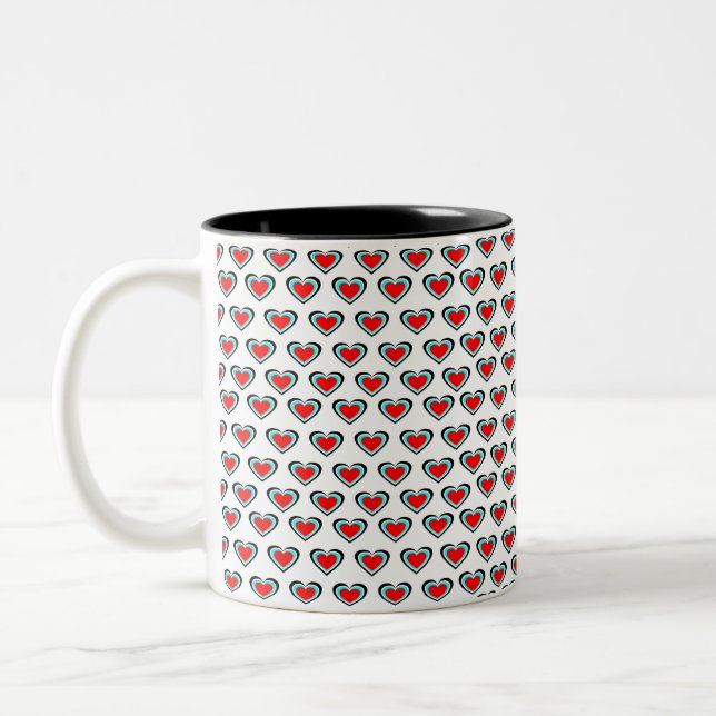 Blanc Tri Coeurs Couleurs Mug Classique, 325 ml (Gauche)