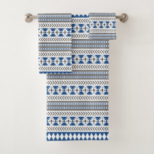 Blanc tribal aztèque de noir bleu d'impression