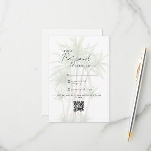 Blanc Tropical Moderne Mariage QR Code RSVP