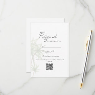 Blanc Tropical Moderne Mariage QR Code RSVP II