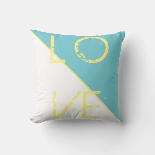 Blanc Turquoise Bleu Amour Coussin Jeu Oreiller (Recto)