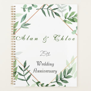 Blanc + Vert Botanique 25e Mariage Planificateur C