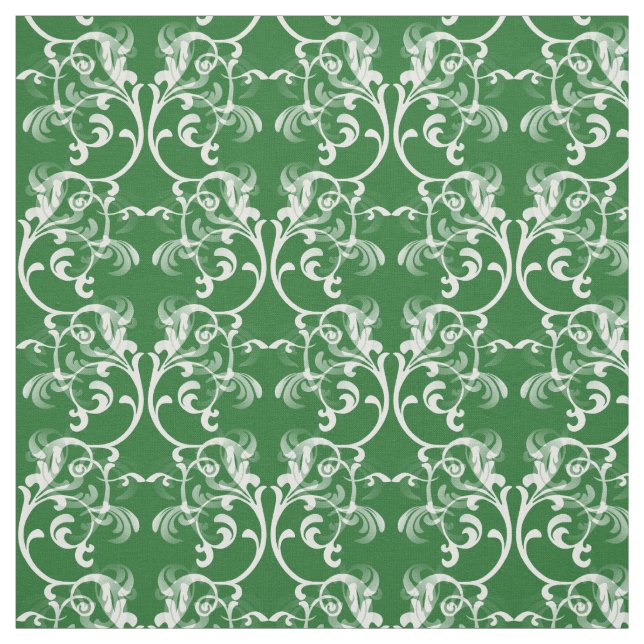 Blanc vert parisien Damask motif tissu (Échantillon)