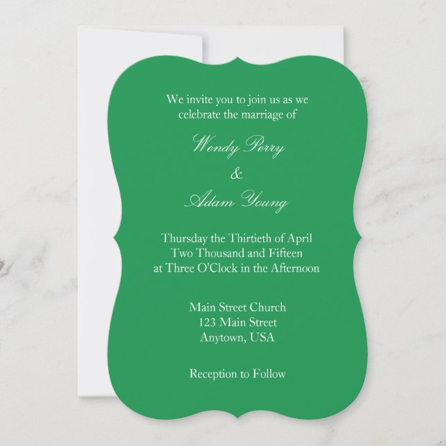 Blanc Vert Plaine Simple Faire-part de mariage (Devant)