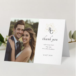 BLANCHE Carte de remerciements Mariage plié Mono