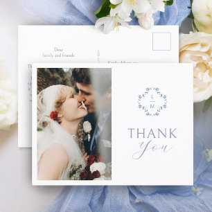 BLANCHE   Carte postale Merci Floral Bleu