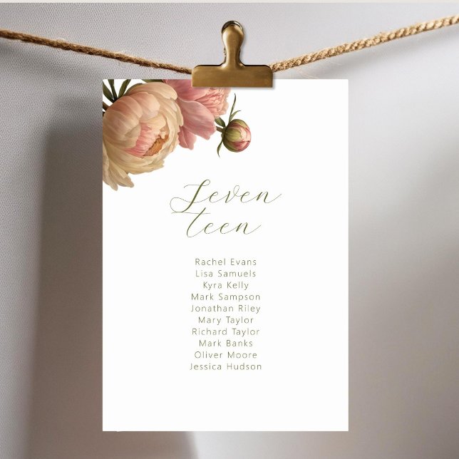 BLANCHE | Mariage rose Numéro de table Carte de si (Créateur téléchargé)