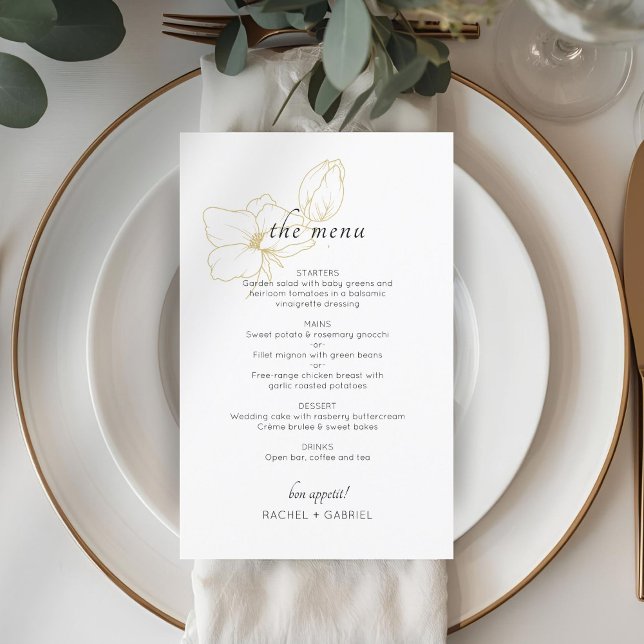 BLANCHE | Menu plat Mariage floral chic (Créateur téléchargé)