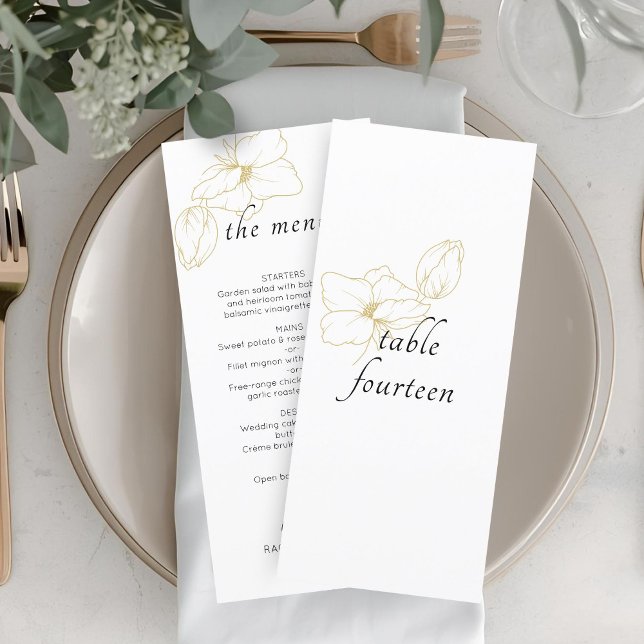 BLANCHE | Menu plat Mariage floral chic (Créateur téléchargé)