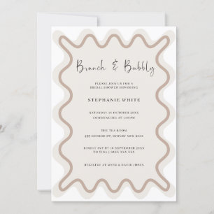 Blancs beige frontière Brunch et Bubbly Invitation