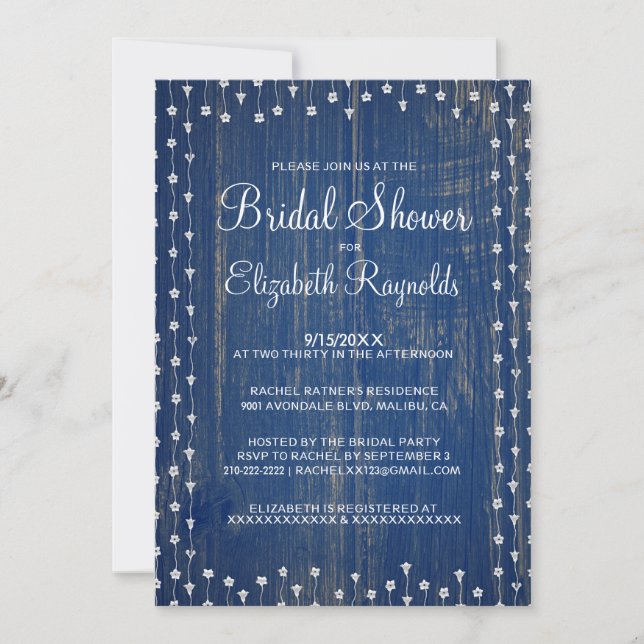 Blancs Bleu Russe Invitation à la douche nuptiale (Devant)