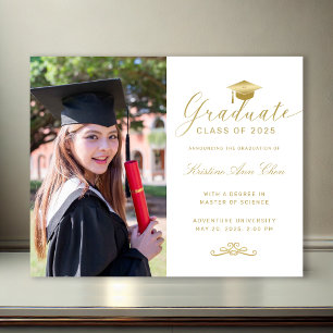 Blancs Budget Gold Formal Script Photo Graduation