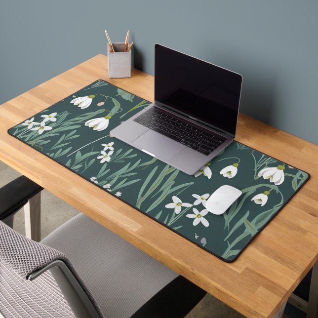 Blancs De Neige Fleurs Sur Vert (Bureau 2)