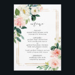 Blancs Fleur Blanche Élégant menu Mariage Floral<br><div class="desc">Elégante carte de menu Mariage avec fleurs d'aquarelle peintes en rose vif,  blanc et vert feuillage avec cadre faux or rectangle. Pour une personnalisation plus avancée de cette conception,  cliquez sur le BOUTON OUTIL DESIGN BLEU ci-dessus ! Des articles correspondants sont également disponibles.</div>